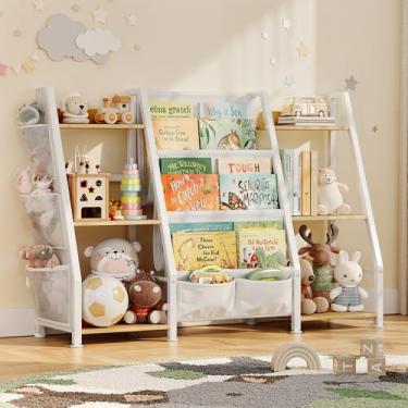 Imagem de GoTiling Estante Para Crianças E Organizador De Brinquedos: Estante De 3 Níveis Para Quarto De Crianças, Estante De Livros Tipo Estilingue, Estante Montessori Para Crianças Com Armazenamento De Brin