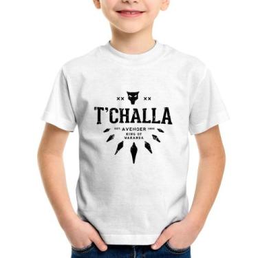 Imagem de Camiseta Infantil T'Challa King of Wakanda - Foca na Moda, Branco, 14