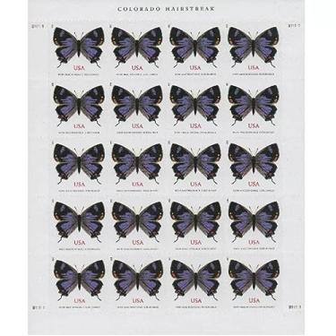 Imagem de United States Postal Service Colorado Hairstreak (Sobretaxa Não Usinável Para Envelopes Quadrados) (Folha De 20) Correio De Primeira Classe Para Sempre Selos Postais Celebrações De Feriados Convites