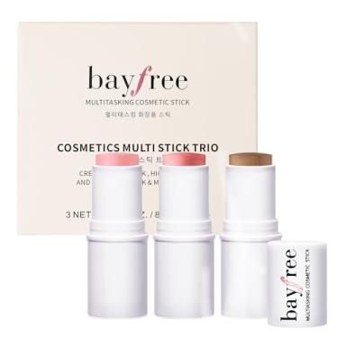 Imagem de bayfree Conjunto De 3 Bastões De Contorno Em Creme De Maquiagem, Bastão Iluminador E Bastão Bronzeador E Bastão De Blush, Longa Duração, Contorno Facial Natural, Acabamento Úmido E Fosco, Trio Multi