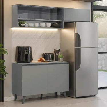 Imagem de Armário de Cozinha Compacta 200cm Cinza Nice Madesa XA10, Cinza