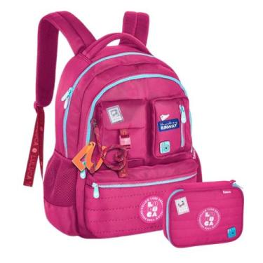 Imagem de Kit Mochila Costas Luluca Escolar Passeio Meninas Estojo Box, Rosa