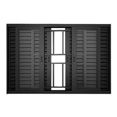 Imagem de Veneziana 6 Folhas Com Grade 120X150 Alumínio Preto Linha 25 Jade - Br