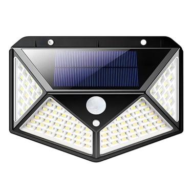 Imagem de Luminária De Parede Luz Branca Recarregável Energia Solar Com Sensor De Presença - 100 Leds