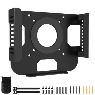 Imagem de Suporte para monitor VESA Mac Mini M1 M2 VESA/parede/embaixo da mesa para meados de 2011 a 2023 M1 M2 suporte de metal antiarranhões compatível com Mac Mini CPU com suporte remoto preto