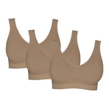 Imagem de 3 Top Sem Bojo Hanes De Academia Liso Feminino, Chocolate, G