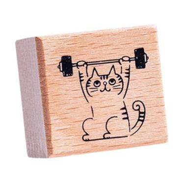 Imagem de Colaxi Carimbo de gato fofo animal pequeno pequeno carimbo de borracha de madeira de 1,2 polegada para crianças para DIY Planejador de artesanato Fazendo, Fitness