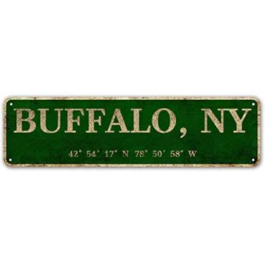 Imagem de LINStore Buffalo, Ny City Sign Rústico Vintage Metal Art Decoração de Parede Escritório/Casa/Sala de Aula 4” X 16”