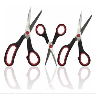 Imagem de Kit 03 Tesouras Profissional Aço Inox Corte Costura Multiuso - Luatek