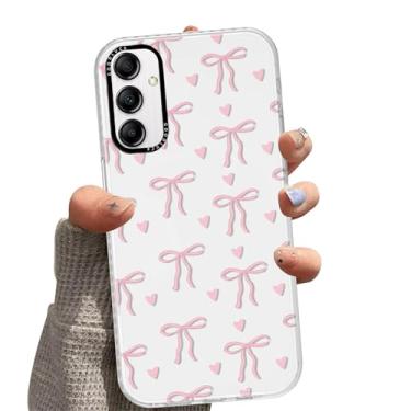 Imagem de Zrutru Capa de telefone com coração de laço transparente tendência para Samsung Galaxy A14 5G capa bonita moda feminina padrão de laço feminino capa de silicone macio à prova de choque capa de