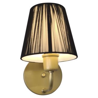 Imagem de Arandela dourada fosca modelo haste 1/² retilinea Uplight Cupula Fio Tecido Preto