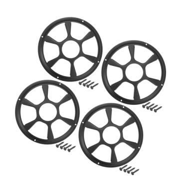 Imagem de Motoforti Capa universal de grade de alto-falante de carro de 25,4 cm redonda caixa protetora de subwoofer de 25,4 cm com parafusos de montagem preto - pacote com 4 de longa duração