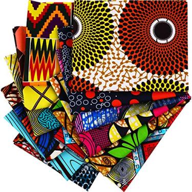 Imagem de Tatuo 12 Peças Tecido Africano Fat Quarters Africano Ankara Wax Print Tecido para Costurar, Fazer Cobertura Facial, Projetos de Artesanato e Patch Work DIY (50 x 40 cm/19,5 x 15,7 polegadas)