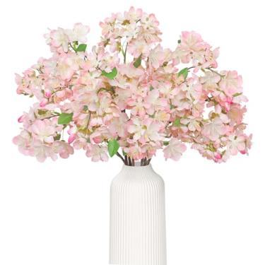 Imagem de TOCHGREEN 6 ramos de flor de cerejeira artificial, 6 peças, flores artificiais de seda sintética, ameixa, árvore, plantas falsas, arranjos para primavera, casa, casamento, mesa, escritório, decoração