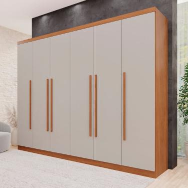 Imagem de Guarda-roupa 6 Portas 6 Gavetas Angra Expresso Móveis Cinamomo/Off White