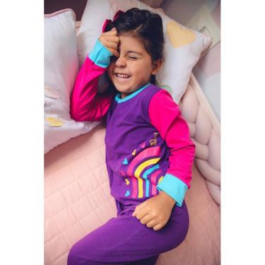 Imagem de Macacão Magnético Roxo, detalhes pink e azul anil com estampa arco-íris - 9 meses