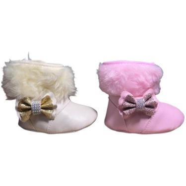 Imagem de Kit 2 Pares Bota Botinha Felpuda Feminina Para Bebê - Babys Shoes, Ros