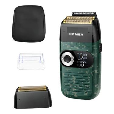Imagem de Barbeador Elétrico Camuflado Shaver Recarregavel Sem Fio Kemei KM-2027