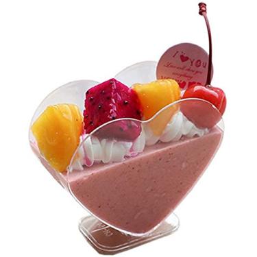 Imagem de Healthcom 50 pacotes de 80 ml copos de sobremesa de mousse transparente em forma de coração copos de bolo descartáveis sorvete sobremesa tigelas de degustação copo de amostra de salada sundae pudim copos de plástico suprimentos de mesa para festa de casamento