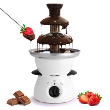 Imagem de NutriChef Fonte de fondue de chocolate de 3 níveis - Choco elétrico inoxidável derrete máquina de mergulho - derretimento, aquecimento, manter aquecido - para chocolate derretido, doces, manteiga, queijo, caramelo, branco, tamanho único