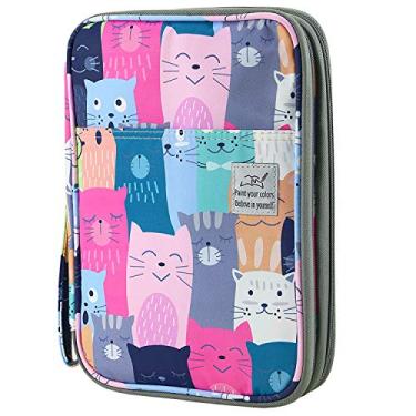 Imagem de YOUSHARES 192 Slots Colored Pencil Case, Large Capacity Pencil Holder Pen Organizer Bag with Zipper for Prismacolor Watercolor Coloring Pencils, Gel Pens for Student & Artist (Learning Cat)
