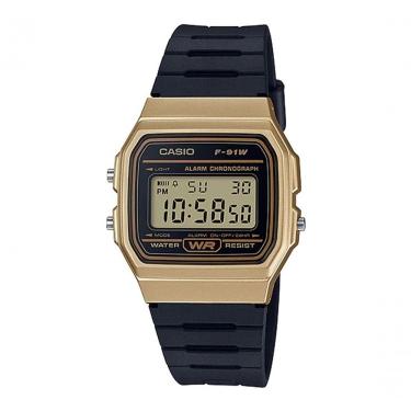 Imagem de Relógio Casio Unissex Digital F-91wm-9adf Preto E Dourado