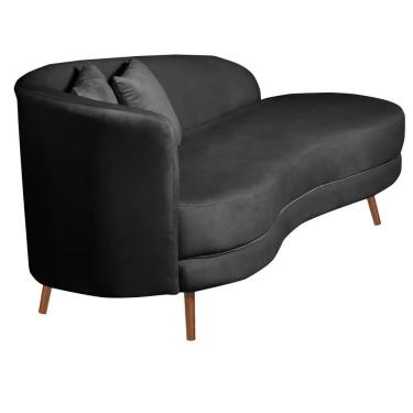 Imagem de Chaise Longue Divã Emili Em Madeira De Reflorestamento 160cm Veludo Speciale Home Preto