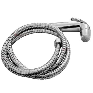 Imagem de Kit Ducha Higiênica Luxo, Engate Mangueira Flexível Tubo 1,5m Aço Inox, Gatilho de Banheiro, Chuveirinho Cromado