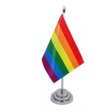 Imagem de Bandeira De Mesa 29 Cm Mastro Orgulho Gay LGBT