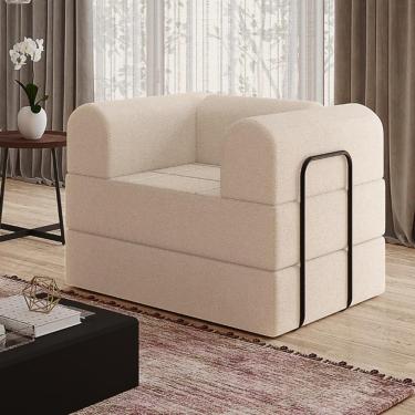 Imagem de Poltrona Solteiro D-plus 90 Cm Monaco - Boucle Bege Boucle Bege