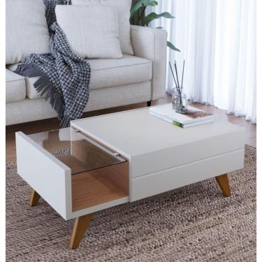 Imagem de Mesa De Centro Com Gaveta Noronha Off White Matte-freijó