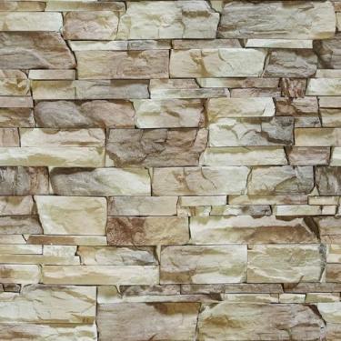 Imagem de Papel De Parede 5m Adesivo Efeito Pedras Canjiquinha Bege Marrom