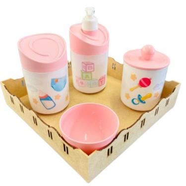 Imagem de Kit Higiene Baby Menino e Menino c/bandeja em MDF - Dóia Kids, Quadrad