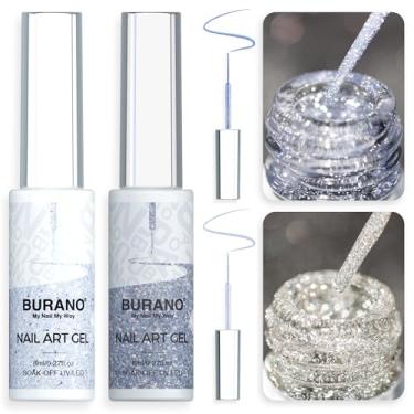Imagem de BURANO Esmalte Em Gel Para Unhas, Delineador Artístico, Design Prateado E Dourado, 2 Frascos De 8 Ml, Aplicação Com Pincel Fino, Cura Necessária, Comprimento 13, 27