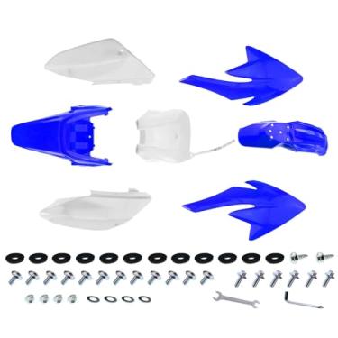 Imagem de PRO BAT Kit Completo De Para-Lamas Plástico Com 7 Peças E Parafusos Para Moto Crf70 Crf70F 125Cc 150Cc, Branco Azul