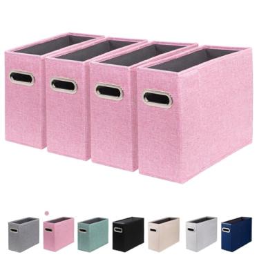 Imagem de ComfortKeeper 4 pacotes de organizador de arquivos tamanho carta, organizador de pastas de arquivo, caixa de armazenamento de tecido, organizador de papel dobrável com alça de metal, trilhos de PVC