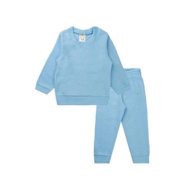 Imagem de Macaquinho Macacão Bebê Menino Com Botão Soft Azul - Moderna Fashion, 