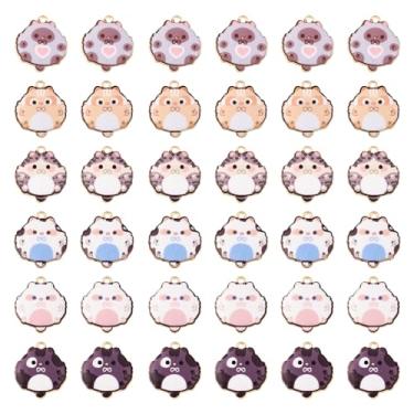 Imagem de Spritewelry Pingentes esmaltados com tema animal, flor, cabeça de gado, gato, borboleta, raposa, tartaruga, pingentes para brinco, colar, pulseira, chaveiro, joias, artesanato, Esmalte, Sem Pedra