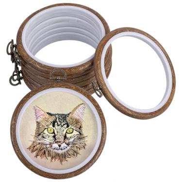 Imagem de Framendino Pacote Com 10 Bastidores Redondos Ovais Para Bordado, Moldura De Madeira Imitada 5,31" Exibição, Círculo, Bastidor Ponto Cruz, Artesanato, Costura, Enfeites Pendurados