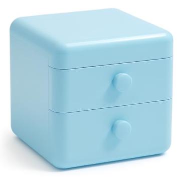 Imagem de Caixa Organizadora Com Gavetas E Tampa Superior Praticidade Estilo Para Espaço Organização Efetiva Compartimento Poeira Gavetas Suaves Versátil Decoração - Azul