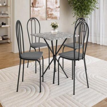 Imagem de Conjunto sala de Jantar Mesa Quadrada 70cm Tampo Granito com 4 Cadeira