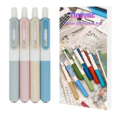 Imagem de Tinsync Mini caneta de bolso ponta fina de 0,5 mm, caneta de gel EDC compacta para enfermeiros e diário, canetas descartáveis de escrita suave de secagem rápida, design pequeno e fofo (pacote com 4