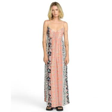 Imagem de Volcom Vestido maxi feminino Funtastical Viscose Gauze – Design com tiras nas costas, estampa impressa para um estilo de verão sem esforço, Multi, G