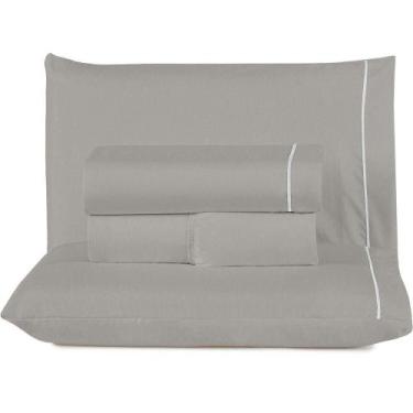 Imagem de Jogo De Lençol Queen Top Line 180 Fios 4 Peças - Cinza - Casa Modelo E