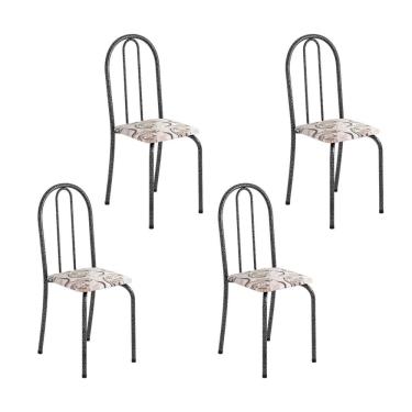 Imagem de Kit 4 Cadeiras Tubular89x37x42 Cm Ane B Arabesco/ Mart Prata