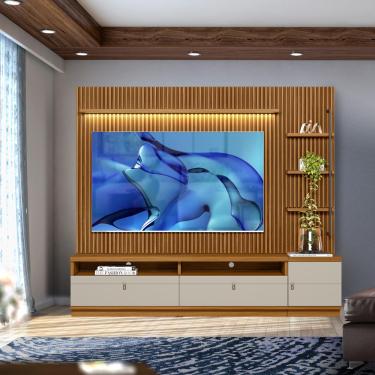 Imagem de Home Ripado Modulado Para TV Até 75 Polegadas Nature Off White Shop Jm