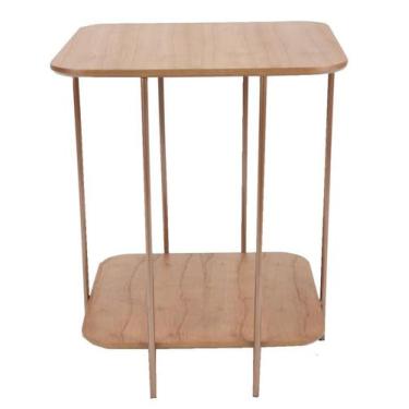 Imagem de Mesa Apoio Lógica Alta Amêndoa Estrutura Ferro Cobre 66cm - 69668 - Su