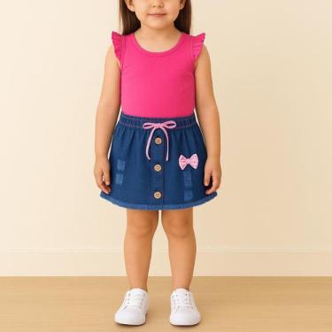 Imagem de Saia Jeans Infantil Menina Moda Infantil Bebe Look Blogueirinha - JF S
