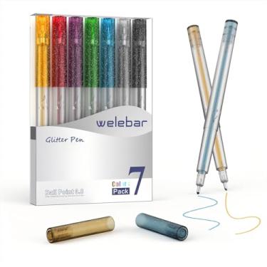 Imagem de Welebar Conjunto de canetas de gel com glitter compatível com Cricut Maker 3/Maker 4/Maker/Explore 3/Explore 4/Air 2/Air, conjunto de 7 canetas de ponta média, escrita, desenho, convites, cartões