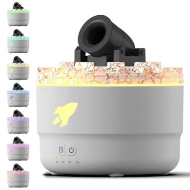 Imagem de Umidificadores de Sala Única, Umidificadores USB, Difusor de Aroma de Torre Criativa, Umidificador de Aroma de Cannon, com Luz Noturna LED de 7 Cores, Configuração do Temporizador (Branco)